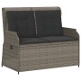 Set de muebles de jardín 3 pzas y cojines ratán sintético gris