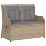 Set muebles de jardín 3 piezas y cojines ratán sintético beige