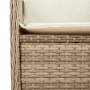 Set muebles de jardín 3 piezas y cojines ratán sintético beige
