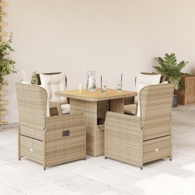 Set comedor de jardín 5 pzas con cojines ratán sintético beige en Conjuntos de jardín | Comprar online en Foro24