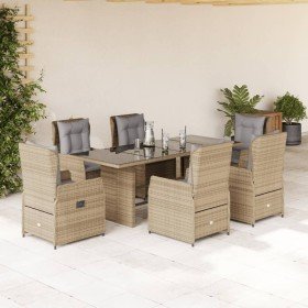 Set comedor de jardín 7 pzas con cojines ratán sintético beige en Conjuntos de jardín | Comprar online en Foro24