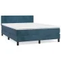 Box spring bed with dark blue velvet mattress 140x200 cm by vidaXL, Beds and slatted bases - Ref: Foro24-3141189, Price: 412,...