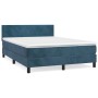 Cama box spring con colchón terciopelo azul oscuro 140x200 cm