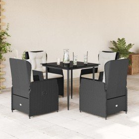 Set de muebles jardín 5 pzas con cojines ratán sintético negro