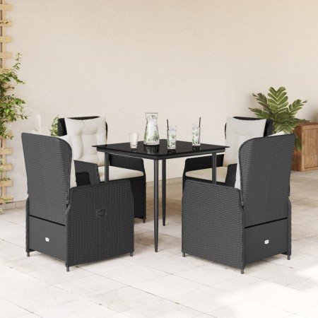 Set de muebles jardín 5 pzas con cojines ratán sintético negro