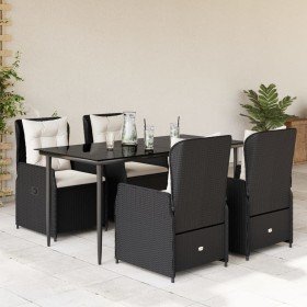 Set de muebles jardín 5 pzas con cojines ratán sintético negro