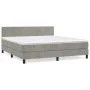 Box spring bed with light gray velvet mattress 180x200 cm by vidaXL, Beds and slatted bases - Ref: Foro24-3141197, Price: 504...