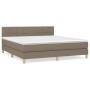 Box spring bed with taupe gray fabric mattress 160x200 cm by vidaXL, Beds and slatted bases - Ref: Foro24-3140629, Price: 497...