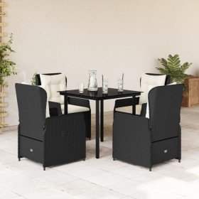 Set de muebles jardín 5 pzas con cojines ratán sintético negro