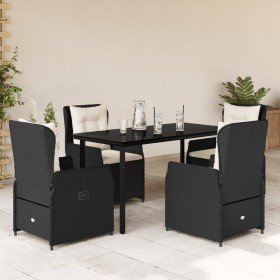 Set de muebles jardín 5 pzas con cojines ratán sintético negro