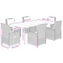 Set de comedor de jardín 7 pzas y cojines ratán sintético negro