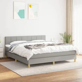 Box spring bed with light gray fabric mattress 180x200 cm by vidaXL, Beds and slatted bases - Ref: Foro24-3140633, Price: 510...