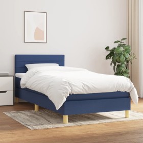 Box spring bed with blue fabric mattress 100x200 cm by vidaXL, Beds and slatted bases - Ref: Foro24-3140679, Price: 332,07 €,...