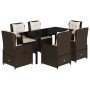 Set comedor de jardín 7 pzas con cojines ratán sintético marrón en Conjuntos de jardín | Comprar online en Foro24