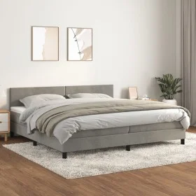 Box spring bed with light gray velvet mattress 200x200 cm by vidaXL, Beds and slatted bases - Ref: Foro24-3141203, Price: 528...