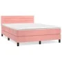 Box spring bed with pink velvet mattress 140x200 cm by vidaXL, Beds and slatted bases - Ref: Foro24-3141370, Price: 400,07 €,...