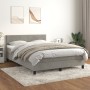 Cama box spring con colchón terciopelo gris claro 140x190 cm de vidaXL, Camas y somieres - Ref: Foro24-3141179, Precio: 450,0...