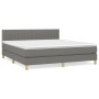 Cama box spring con colchón tela gris oscuro 180x200 cm