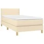 Box spring bed with cream fabric mattress 100x200 cm by vidaXL, Beds and slatted bases - Ref: Foro24-3140518, Price: 290,98 €...