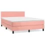Box spring bed with pink velvet mattress 140x190 cm by vidaXL, Beds and slatted bases - Ref: Foro24-3141184, Price: 449,13 €,...