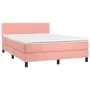 Box spring bed with pink velvet mattress 140x190 cm by vidaXL, Beds and slatted bases - Ref: Foro24-3141184, Price: 449,13 €,...