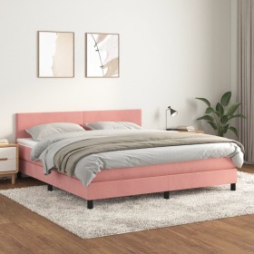 Boxspringbett mit rosa Samtmatratze 160x200 cm von vidaXL, Betten und Lattenroste - Ref: Foro24-3141196, Preis: 460,85 €, Rab...