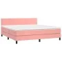 Box spring bed with pink velvet mattress 160x200 cm by vidaXL, Beds and slatted bases - Ref: Foro24-3141196, Price: 442,62 €,...