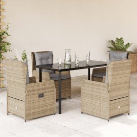 Set comedor de jardín 5 pzas con cojines ratán sintético beige en Conjuntos de jardín | Comprar online en Foro24