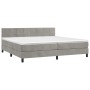 Cama box spring con colchón terciopelo gris claro 200x200 cm