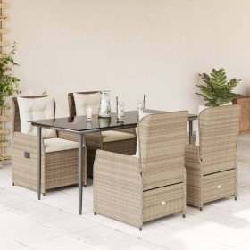 Set comedor de jardín 5 pzas con cojines ratán sintético beige en Conjuntos de jardín | Comprar online en Foro24