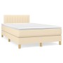 Box spring bed with cream fabric mattress 120x200 cm by vidaXL, Beds and slatted bases - Ref: Foro24-3140766, Price: 385,14 €...