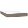 Cama box spring con colchón tela gris taupe 120x200 cm