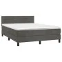 Box spring bed with dark gray velvet mattress 140x190 cm by vidaXL, Beds and slatted bases - Ref: Foro24-3141360, Price: 417,...