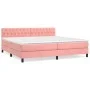 Box spring bed with pink velvet mattress 200x200 cm by vidaXL, Beds and slatted bases - Ref: Foro24-3141508, Price: 546,30 €,...