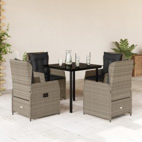 Set comedor de jardín 5 pzas cojines ratán sintético gris claro Set comedor de jardín 5 pzas cojines ratán sintético gris claro