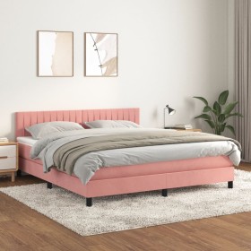 Boxspringbett mit rosa Samtmatratze 160x200 cm von vidaXL, Betten und Lattenroste - Ref: Foro24-3141436, Preis: 454,29 €, Rab...