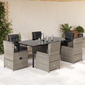 Set comedor jardín 7 pzas y cojines ratán sintético gris claro en Conjuntos de jardín | Comprar online en Foro24