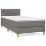 Cama box spring con colchón tela gris oscuro 90x190 cm