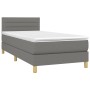 Cama box spring con colchón tela gris oscuro 90x190 cm