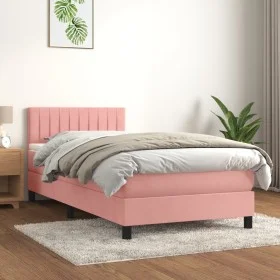 Box spring bed with pink velvet mattress 100x200 cm by vidaXL, Beds and slatted bases - Ref: Foro24-3141412, Price: 295,45 €,...