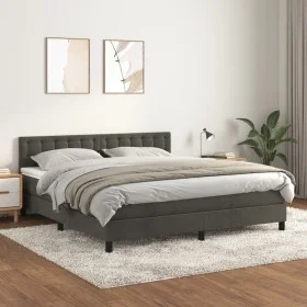 Box spring bed with dark gray velvet mattress 180x200 cm by vidaXL, Beds and slatted bases - Ref: Foro24-3141558, Price: 498,...