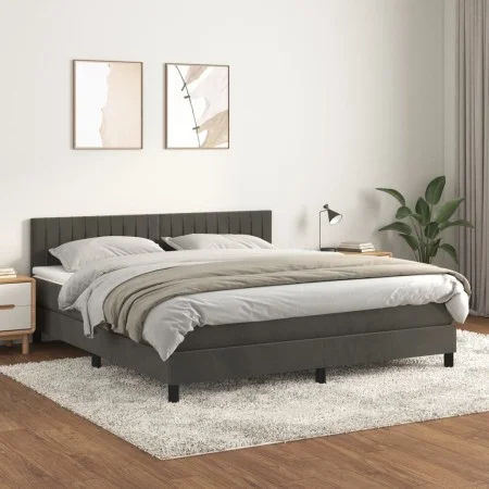 Box spring bed with dark gray velvet mattress 160x200 cm by vidaXL, Beds and slatted bases - Ref: Foro24-3141432, Price: 483,...