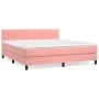 Box spring bed with pink velvet mattress 180x200 cm by vidaXL, Beds and slatted bases - Ref: Foro24-3141442, Price: 482,33 €,...