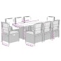 Set comedor para jardín 9 pzas y cojines ratán sintético marrón