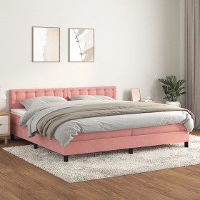 Box spring bed with pink velvet mattress 200x200 cm by vidaXL, Beds and slatted bases - Ref: Foro24-3141568, Price: 566,86 €,...