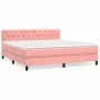 Box spring bed with pink velvet mattress 160x200 cm by vidaXL, Beds and slatted bases - Ref: Foro24-3141496, Price: 474,44 €,...