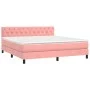 Box spring bed with pink velvet mattress 160x200 cm by vidaXL, Beds and slatted bases - Ref: Foro24-3141496, Price: 474,44 €,...