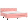 Cama box spring con colchón terciopelo rosa 160x200 cm de vidaXL, Camas y somieres - Ref: Foro24-3141496, Precio: 487,17 €, D...