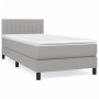 Cama box spring con colchón tela gris claro 100x200 cm