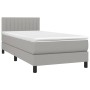 Cama box spring con colchón tela gris claro 100x200 cm